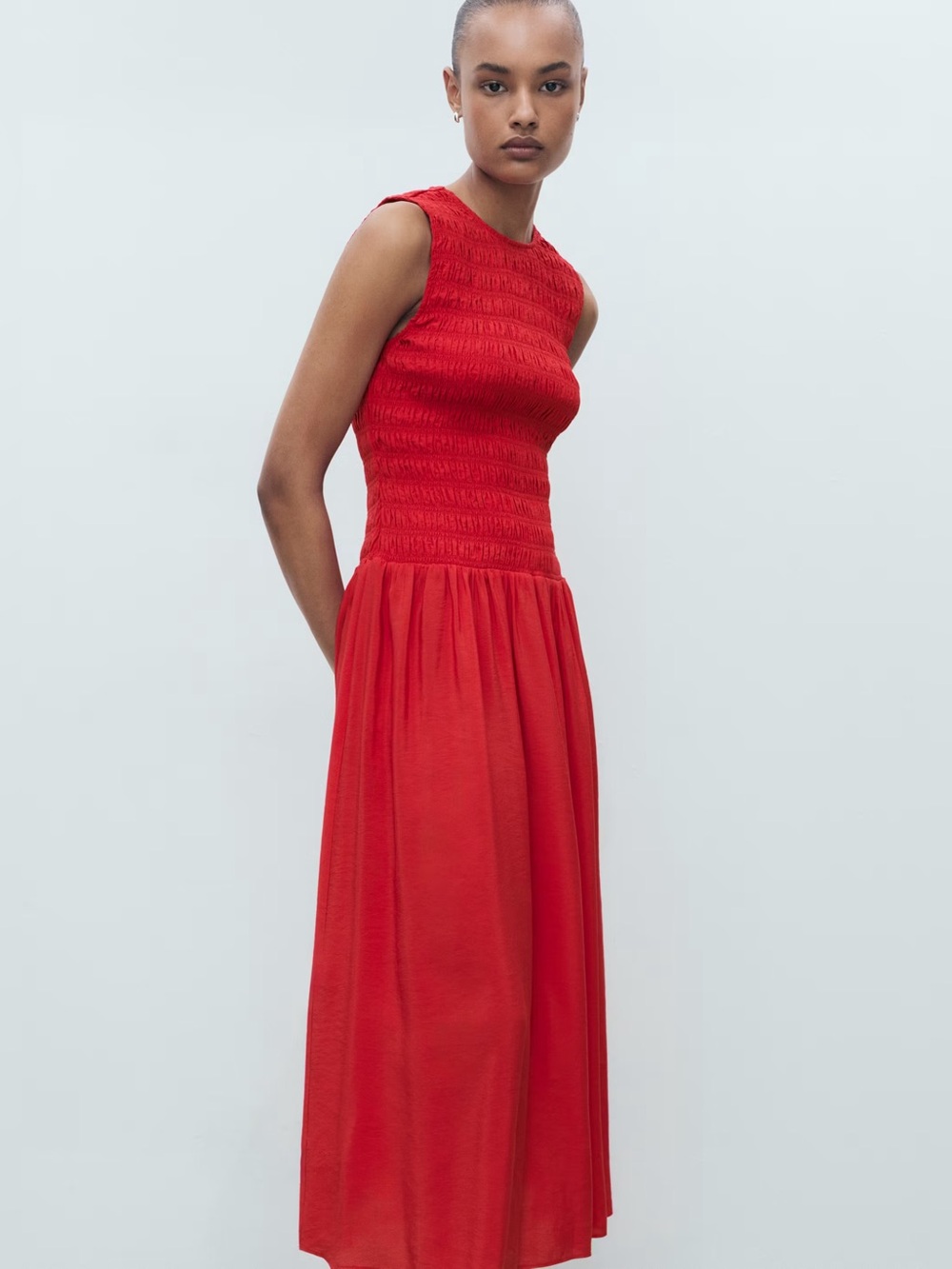 Mango Red flared dress with gathered body NWT - Picture 3 of 7